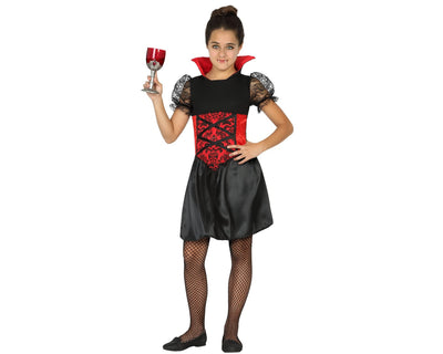 DISFRAZ VAMPIRO NIÑA C/ CUELLO ROJO T-2