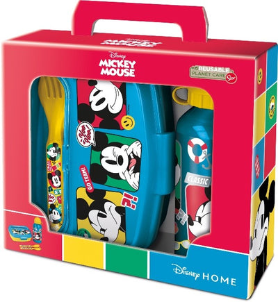 STOR SET URBAN VUELTA AL COLE 4 PCS (BOTELLA ALUMINIO 400 ML Y SANDWICHERA CON CUBIERTOS) MICKEY MOUSE FUN-TASTIC