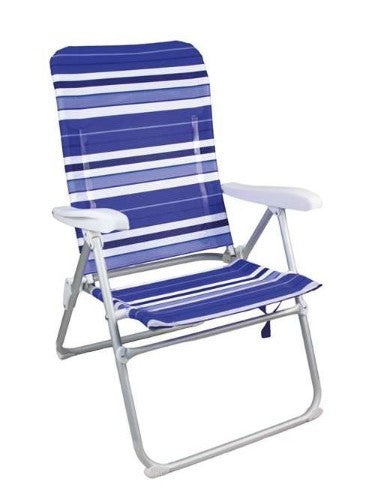 Silla de Playa Multiposición Azul - 37cm de Altura de Asiento - Silla Plegable con Asas para Fácil Transporte y Reposabrazos - p