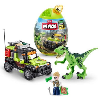 Juego de construcción Max Dino en huevo con figura, dinosaurio y coche 4x4 (233 pzas)