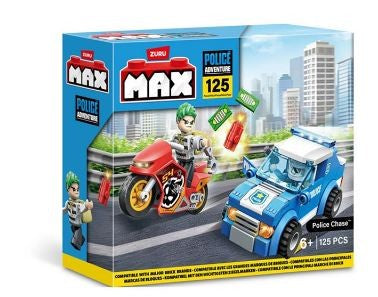 Construcción Coche policía y moto 125 piezas 20 x 17 cm.