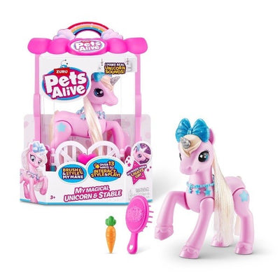 Unicornio Robot Pets Alive con establo y sonidos