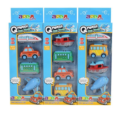 VEHICULO METAL PULL-BACK 4PCS SURT 8CM PACK REGALO