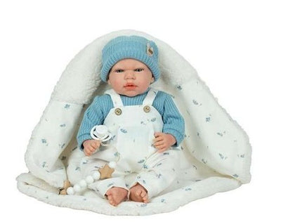 REBORN ARIAS 40CMS CAIRO AZUL CON MANTA