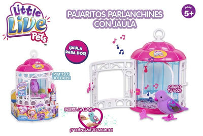 LITTLE LIVE PETS. PAJARITO PARLANCHIN CON JAULA. SERIE 7