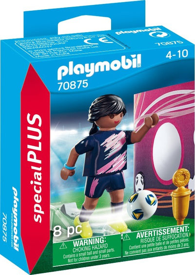 Futbolista con muro de gol