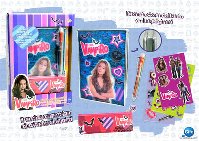 Diario con accesorios Chica Vampiro