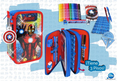 ESTUCHE 3 PISOS GLITTER AVENGERS