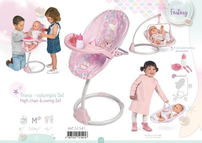 Trona columpio 3x1 sin accesorios - muñecas 50 cm.