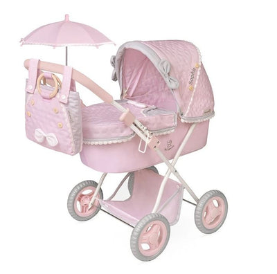 Coche de muñeca plegable con sombrilla y BOLSO - para muñecas de hasta 48 cm.
