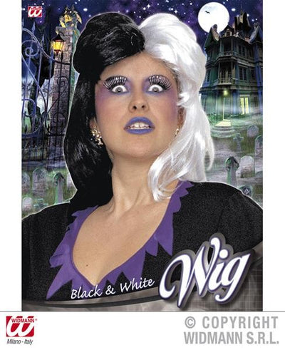 PELUCA NEGRA Y BLANCA EN CAJA