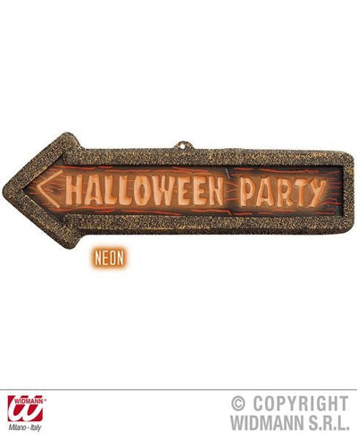 SEÑAL HALLOWEEN PARTY 3D FLUORESCENTE  56X17 CM