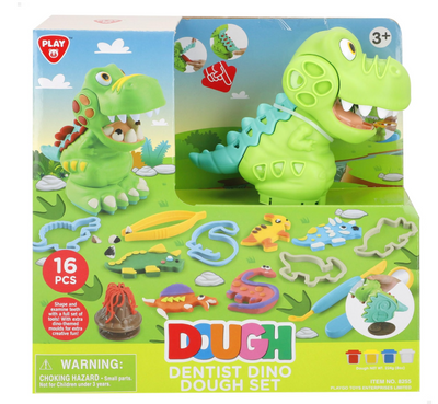 PLAYGO-SET PLASTILINA DINOSAURIO DENTISTA C/ 4X56 GR BOTES