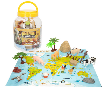 ANIMAL WORLD-BOTE 19 ANIMALES GRANJA C/ACC-D16X21CM