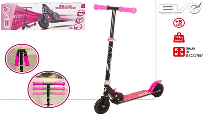 EVO Scooter Plegable Rosa con Ruedas de 125 mm