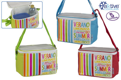 BOLSA TERMICA VERANO RAYAS 3/S - 24.5X16.5X15.5CM