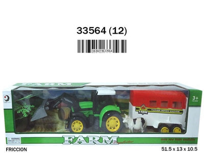 CAJA TRACTOR GRANJA FRICCION REMOLQUE ANIMAL