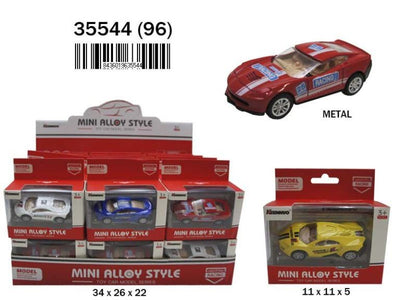 COCHE METAL CAJA 1:5 PULL BACK 4 SURTIDOS