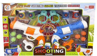 JUEGO 2 PISTOLAS PUNTERIA, DARDOS Y BOLAS