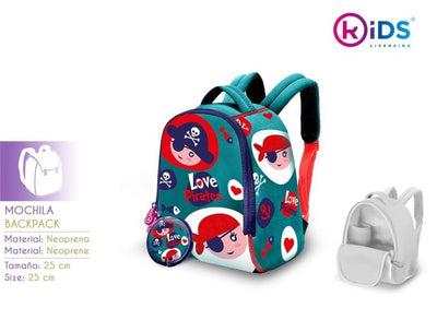 MOCHILA NEOPRENO 25CM LOVE PIRATAS