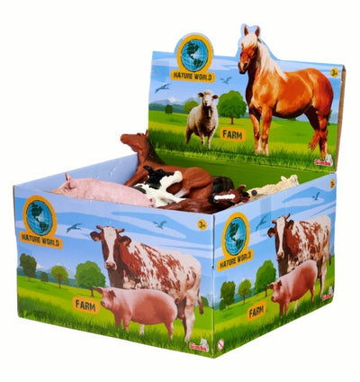 Animales de granja en display 20 uds, 5 surtidos 10-15CM