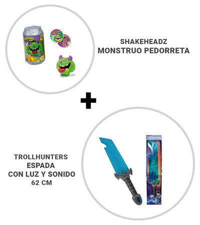 PACK ESPADA TROLLHUNTERS + MONSTRUO PEDORRETA SHAKEHEADZ