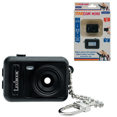 Mini cámara digital llavero negro con memoria Flash incorporada