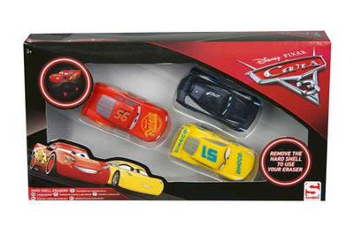 CARS 3 PACK DE 3 GOMAS EN CARCASAS DURAS